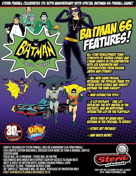 Batman 66 Premium Pinball Machine by Stern Batman 66 Premium Pinball Machine by Stern