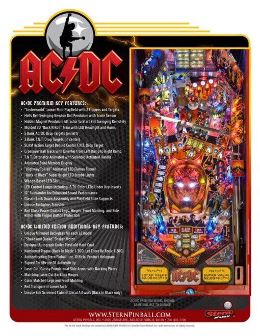 AC/DC Premium Pinball Machine by Stern