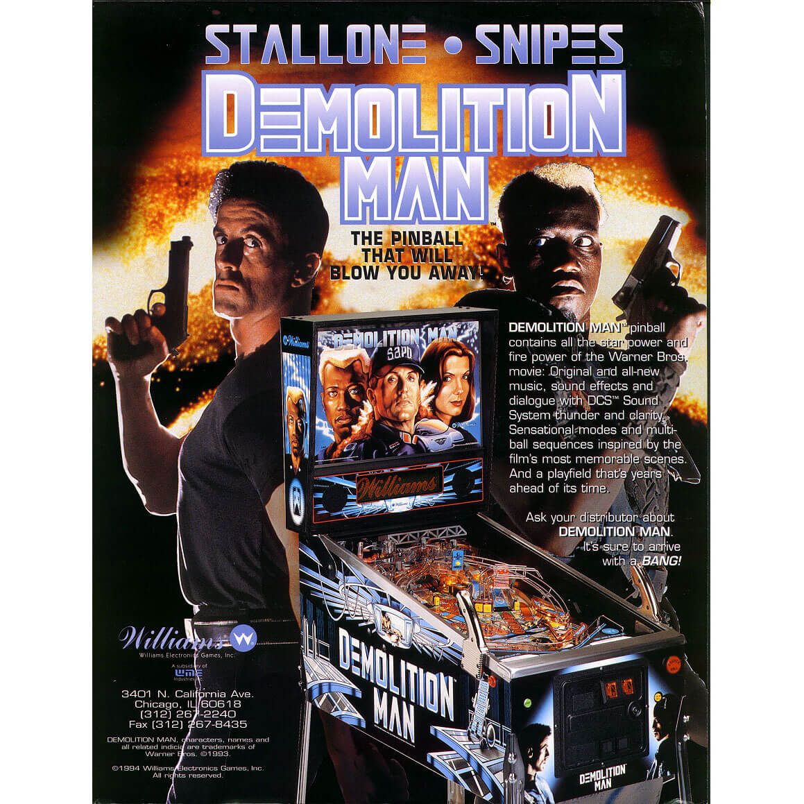 Demolition Man Pinball Machine by Williams Demolition Man Pinball Machine by Williams