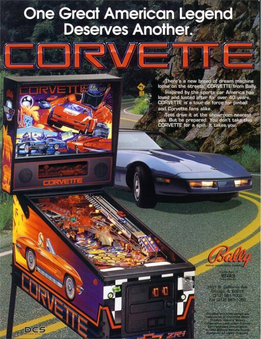 Corvette Pinball Machine by Bally