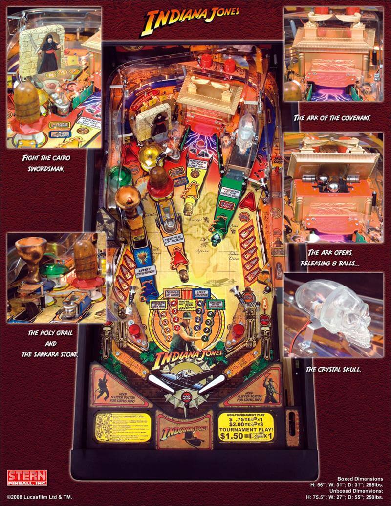 Indiana Jones Pinball Machine (2008) by Stern Indiana Jones Pinball Machine (2008) by Stern