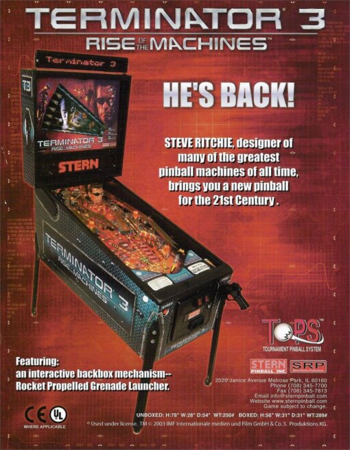 Terminator 3 Pinball Machine by Stern