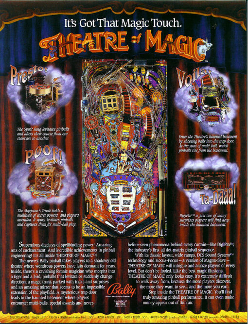 Theatre of Magic Pinball Machine by Bally